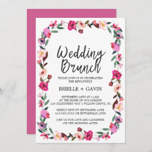Romantische Messe Blossom Wreath Wedding Brunch Einladung