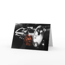 Romantische Messing-, Kornett- und Rosengrußkarte