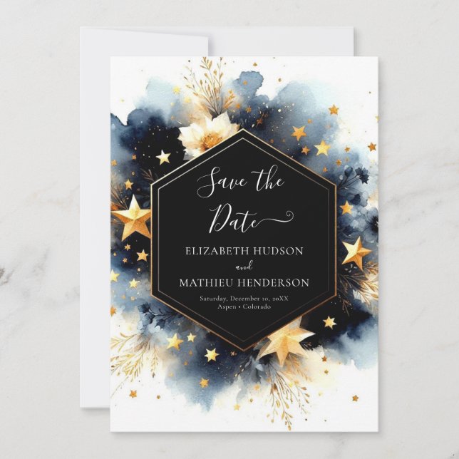 Romantische Minimal Celestial Hochzeit Save The Date (Vorderseite)