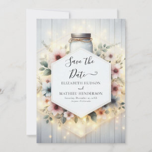 Romantische Minimal Mason Jar Wedding Save The Date