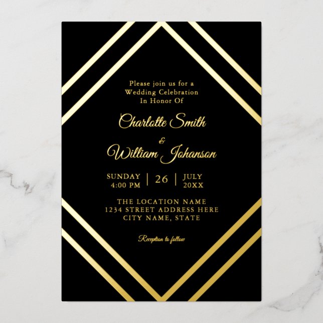 Romantische Minimalistisch Elegante Einfache Schwa Folieneinladung (Vorderseite)