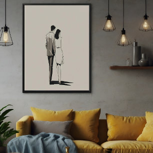 Romantische Minimalistische Linien Kunst Poster