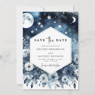 Romantische Minimalistische Mondlicht-Hochzeit Save The Date