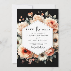 Romantische Minimalistische Pfirsichhochzeit Save The Date