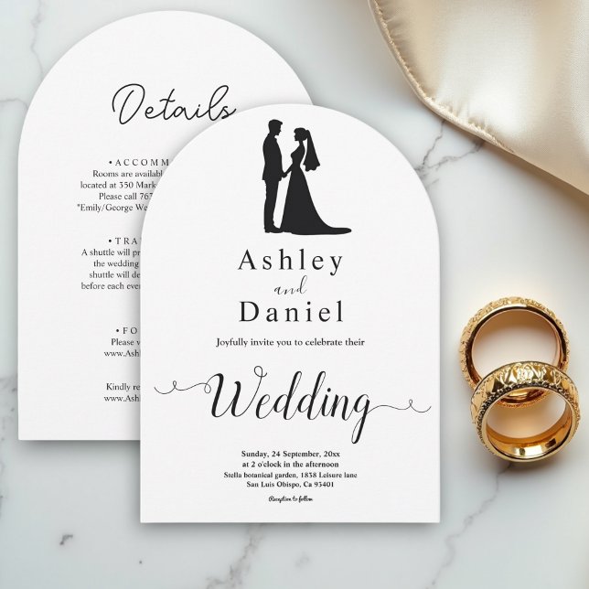 Romantische Minimalistische Schwarz-Weiß-Hochzeit Einladung (Von Creator hochgeladen)