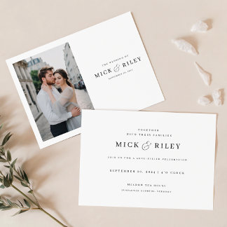Romantische Minimalistische Script-Foto Hochzeit Einladung
