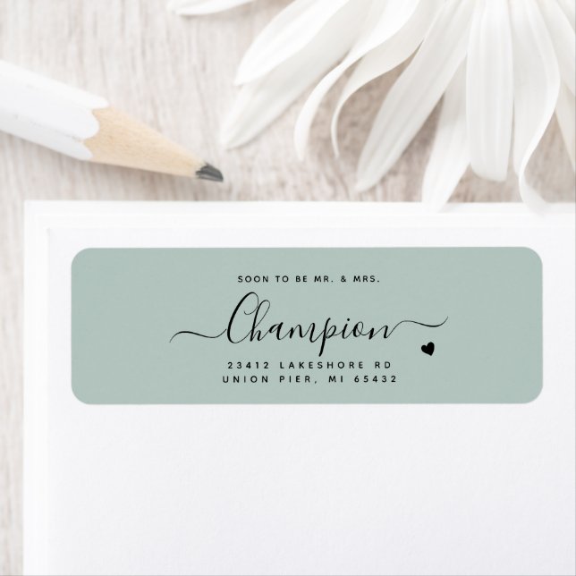 Romantische Minimalistische Script Mint Green Wedd (Insitu)
