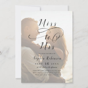 Romantische Miss zu Mrs. script Foto Brautparty Einladung