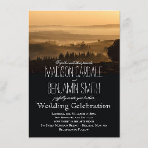 Romantische Misty Mountains Rustikale Hochzeitsein Einladung