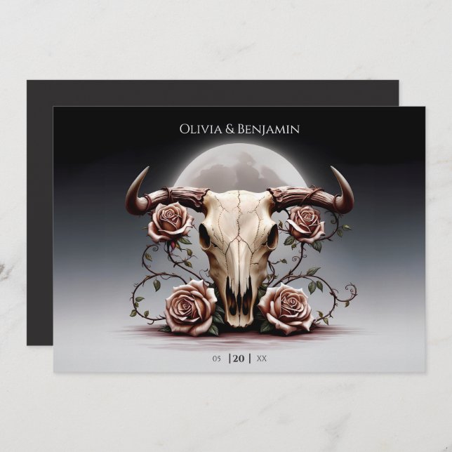 Romantische Mittelalterliche Blumenkuh Einladung (Vorne/Hinten)