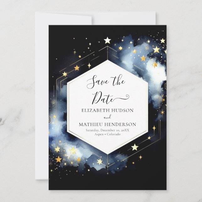 Romantische moderne Himmelshochzeit Save The Date (Vorderseite)
