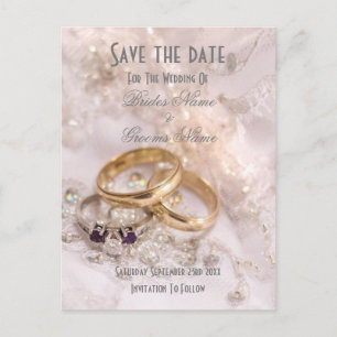 Romantische moderne Hochzeitsringe Save the Date Ankündigungspostkarte