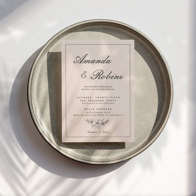 Romantische Moderne Rosa Hochzeitsfeier Einladung (Von Creator hochgeladen)