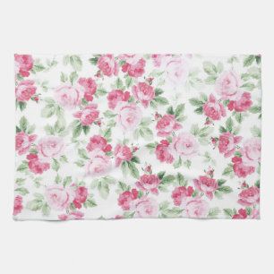 Romantische, moderne, rosa, trendige Rose Geschirrtuch