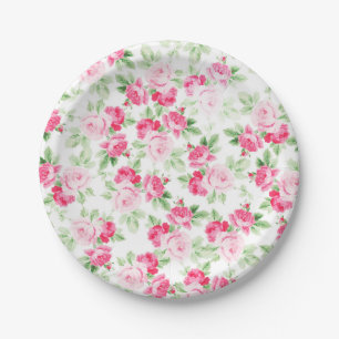 Romantische moderne rosa weiße trendy Rosen mit Pappteller