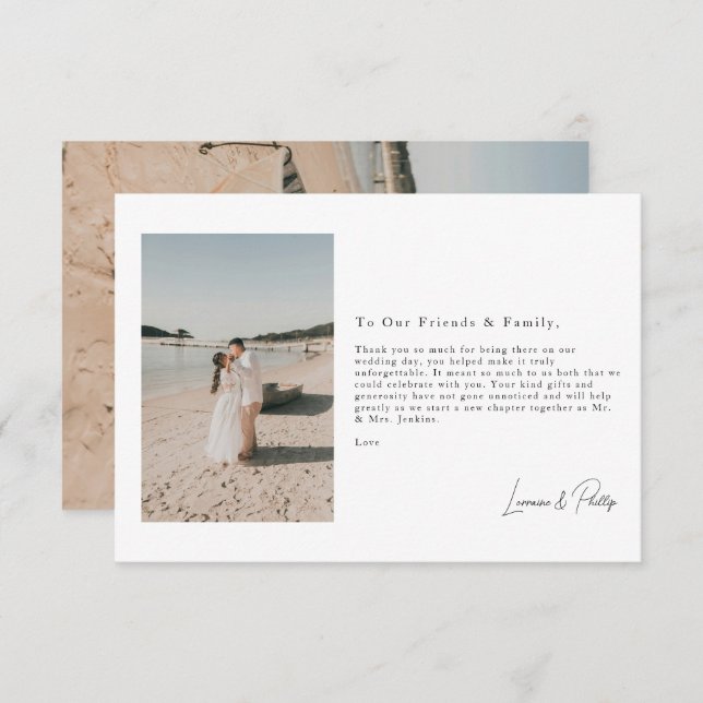 Romantische Momente Moderne Foto Hochzeit danke (Vorne/Hinten)