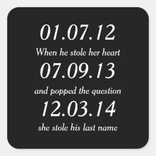Romantische Momente Personalisiert Termine Gewohnt Quadratischer Aufkleber