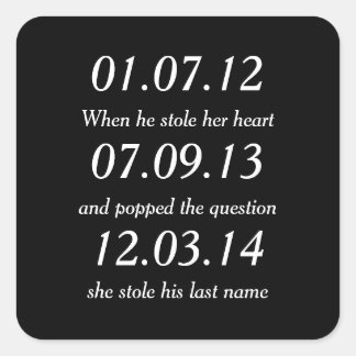 Romantische Momente Personalisiert Termine Gewohnt Quadratischer Aufkleber