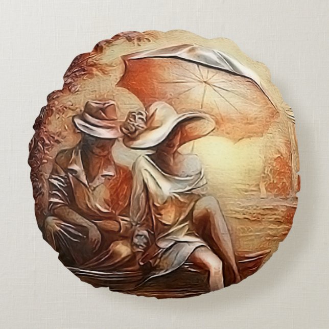 Romantische Momente Rundes Kissen (Vorderseite)