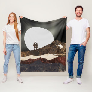 Romantische mondbeschienene Marmorlandschaft Fleecedecke