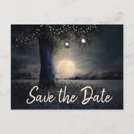 Romantische Mondlicht und Laternenbaume Save the D Postkarte