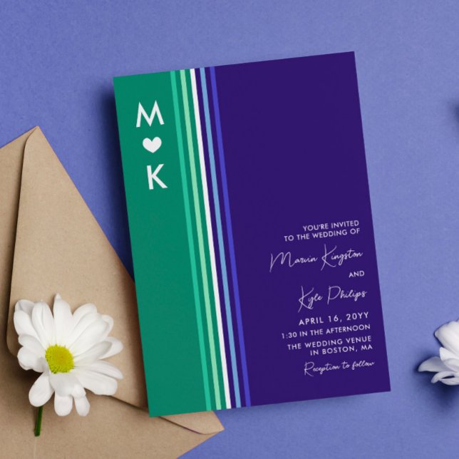 Romantische Mongram Gay Flag Streifen Hochzeit Einladung (Von Creator hochgeladen)