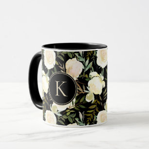 Romantische Monogram Floral Vanilla Grüne Farbe Tasse