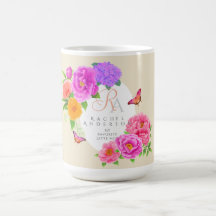 Romantische Monogram Peonies Garden Beige