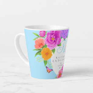 Romantische Monogram Peonies Garden Blue Milchtasse