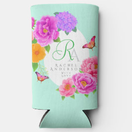 Romantische Monogram Peonies Garden Green Selters Dosenkühler