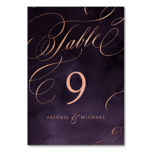 Romantische Moody lila Rose Goldalm Tischnummer