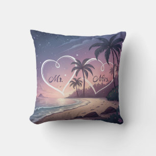 Romantische Mr. & Mrs Sunset Beach Illustration -  Kissen