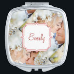 Romantische Mrs. Your Foto Wedding Mirrored Compac Taschenspiegel<br><div class="desc">Romantische Mrs. Your Foto Wedding Gift Mirrored Compact</div>