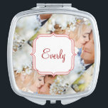 Romantische Mrs. Your Foto Wedding Mirrored Compac Taschenspiegel<br><div class="desc">Romantische Mrs. Your Foto Wedding Gift Mirrored Compact</div>