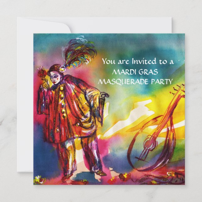 ROMANTISCHE MUSIKPIERO UND ROSE Masquerade Party Einladung (Vorderseite)