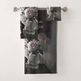 Romantische Nächte mit Peony Blume & Candle Badhandtuch Set