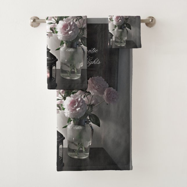 Romantische Nächte mit Peony Blume & Candle Badhandtuch Set (Insitu)