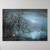 ROMANTISCHE NACHTLANDSCHAFT IN BLAU