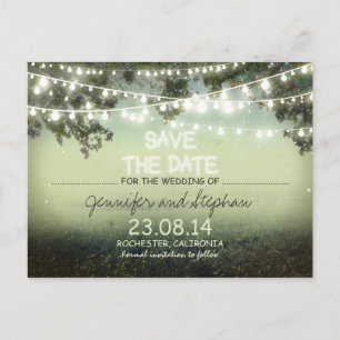 Romantische Nachtlichter modern Save the Date Ankündigungspostkarte