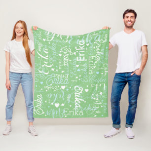 Romantische Namen und Niedliche Herzen auf Weisen  Fleecedecke