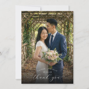 Romantische Navy-Blumen-Foto Dankeskarte