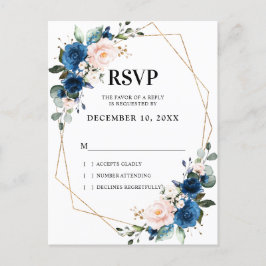 Romantische Navy Blush Botanische Geometrische UAW Postkarte
