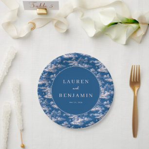 Romantische Navy-Illustrationslandschaft Pappteller