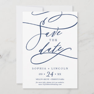 Romantische Navy-Kalligraphie   GEBLÜHT Save The Date