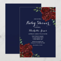 Romantische Navy & Rote Rose Floral Baby Dusche