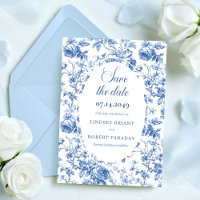 Romantische Navyblaue Florale "Save the Date"-Hoch