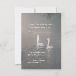 Romantische Nebel-Schwan-Hochzeits-Antwortkarte RSVP Karte