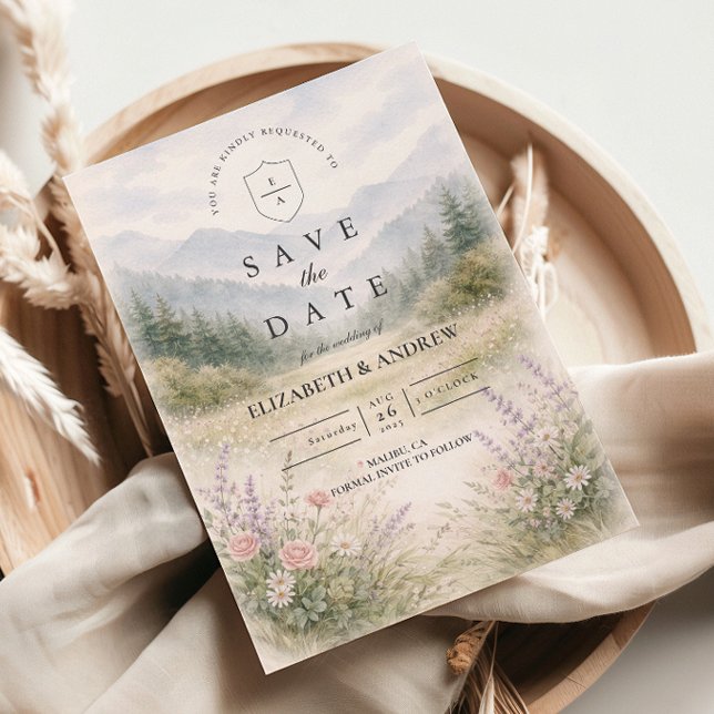 Romantische Nebelberg-Wald-Hochzeit Save The Date (Von Creator hochgeladen)