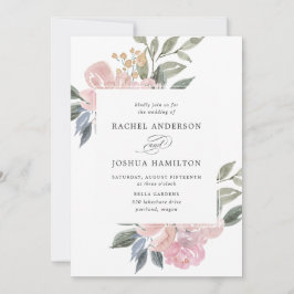 Romantische neutrale Blütenfarbe | Hochzeit Einladung