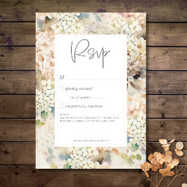 Romantische neutrale Vintage Hydrangeas-Hochzeit RSVP Karte